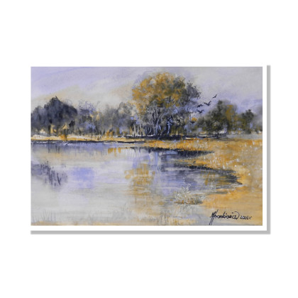 Rozlewisko - minimalistyczna akwarela A4, Jolanta Frankiewicz, obrazy akwarela