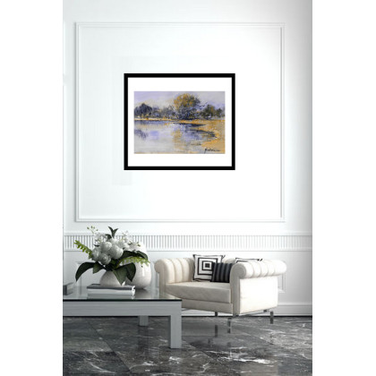 Jolanta Frankiewicz - obrazy akwarela - Rozlewisko - minimalistyczna akwarela A4 foto #2