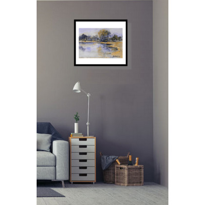 Jolanta Frankiewicz - obrazy akwarela - Rozlewisko - minimalistyczna akwarela A4 foto #4