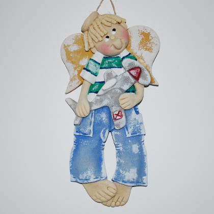 Kiedyś polecę  - aniołek z masy solnej, prezent, dekoracja, magosza, anioły i aniołki