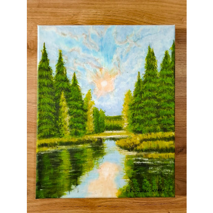 Marzena Dymek - obrazy akryl - WYPRZEDAŻ KOLEKCJI - DYPTYK NATURY AKRYLOWY PORANEK I ZMIERZCH - 48cm x 30cm foto #1