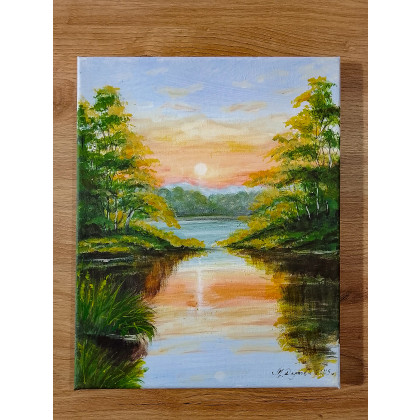 Marzena Dymek - obrazy akryl - WYPRZEDAŻ KOLEKCJI - DYPTYK NATURY AKRYLOWY PORANEK I ZMIERZCH - 48cm x 30cm foto #3