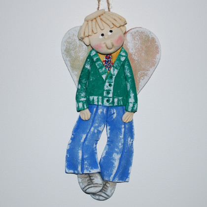 magosza - anioły i aniołki - Jasiek na imprezie - aniołek z masy solnej, prezent, dekoracja foto #1