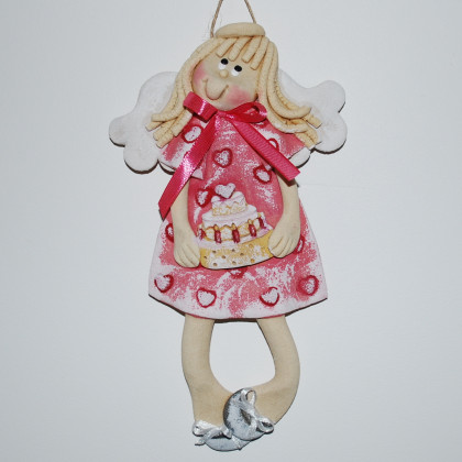 Mam urodziny - aniołek z masy solnej, prezent, dekoracja, magosza, anioły i aniołki