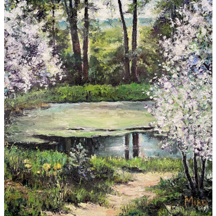 Myroslava Burlaka - obrazy olejne - Wiosenna zieleń i kwitnące drzewa. foto #1