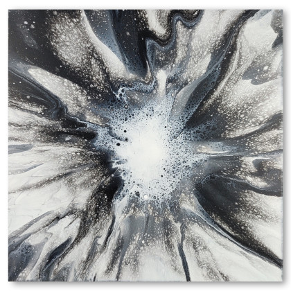 Gwiezdny rozbłysk - Abstrakcja akrylowa na płótnie 50x50, Elżbieta Hanarz, obrazy akryl