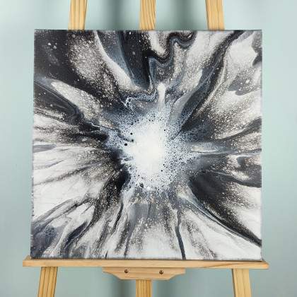 Elżbieta Hanarz - obrazy akryl - Gwiezdny rozbłysk - Abstrakcja akrylowa na płótnie 50x50 foto #1