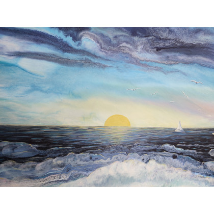 Elżbieta Hanarz - obrazy akryl - Nad morzem - Krajobraz na płótnie 50x60 foto #2