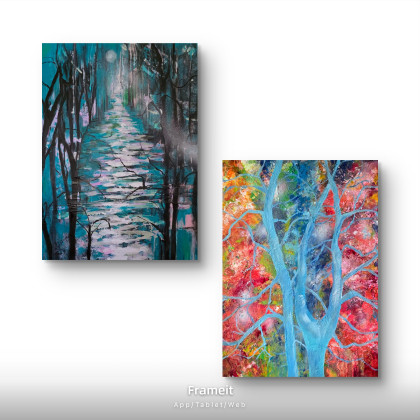 Ewa Mościszko - obrazy tech. mieszana - Kompozycja lesna foto #1