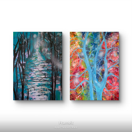 Ewa Mościszko - obrazy tech. mieszana - Kompozycja lesna foto #2