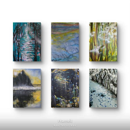 Kompozycja lesna, Ewa Mościszko, obrazy tech. mieszana