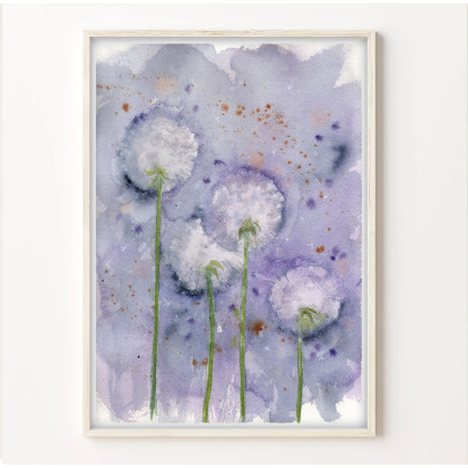 Akwarela A4.  Dmuchawce, Małgorzata Domańska ART, obrazy akwarela