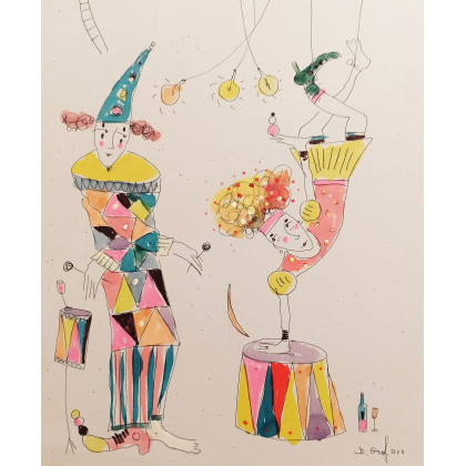 Cyrkowa miłość....., Dariusz Grajek, obrazy tech. mieszana