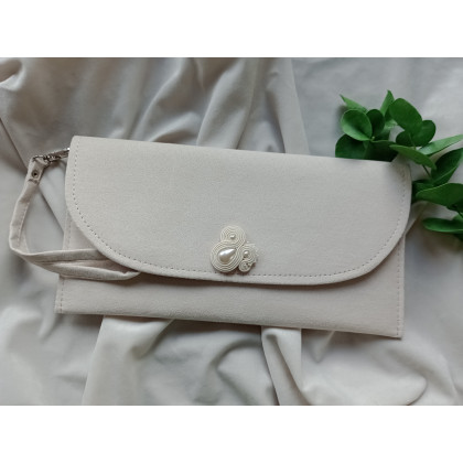 Soutacheria - kopertówki - Beżowa kopertówka, kremowa torebka, kopertówka ivory do ręki foto #1