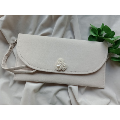 Soutacheria - kopertówki - Beżowa kopertówka, kremowa torebka, kopertówka ivory do ręki foto #2