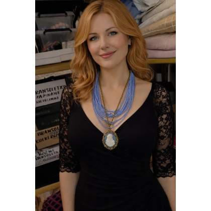 Naszyjnik Boho z Medalionem Vintage Matka Kamea, unikatart, korale,naszyjniki
