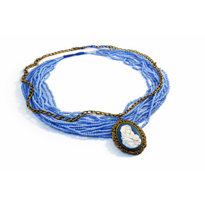 unikatart - korale,naszyjniki - Naszyjnik Boho z Medalionem Vintage Matka Kamea foto #1