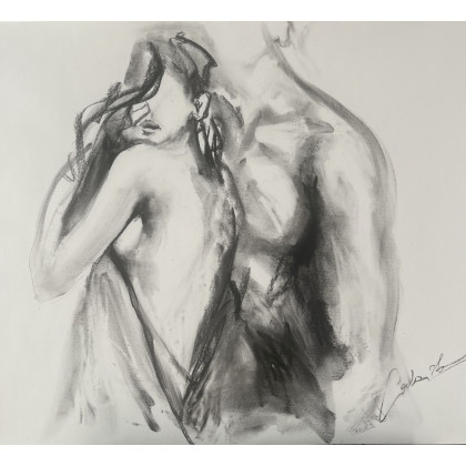 We Dwoje - Szkic 100x70, Studio.Sensual, rysunek węglem