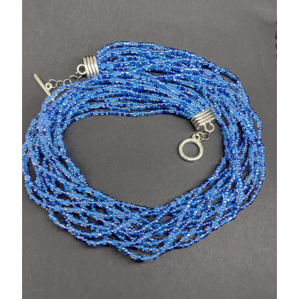 unikatart - korale,naszyjniki - Naszyjnik Błękitna Kaskada – Wielorzędowy foto #1