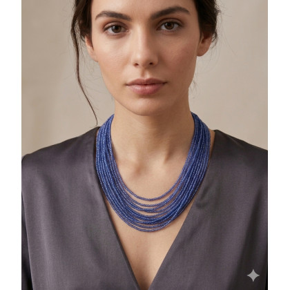 unikatart - korale,naszyjniki - Naszyjnik Błękitna Kaskada – Wielorzędowy foto #3