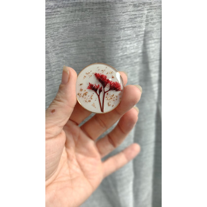 Kropla żywicy - korale,naszyjniki - Naszyjnik Złocista Natura – Ręcznie Robiona Zawieszka z Prawdziwymi Kwiatami foto #3