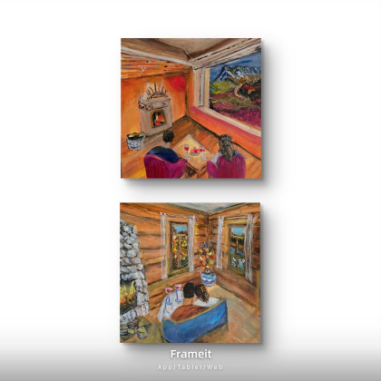 Krystyna Mościszko - obrazy akryl - Kompozycja prac na płótnie pt. Kolacja razem foto #1