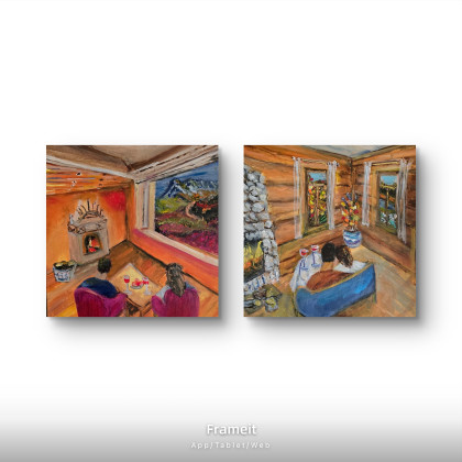 Krystyna Mościszko - obrazy akryl - Kompozycja prac na płótnie pt. Kolacja razem foto #2