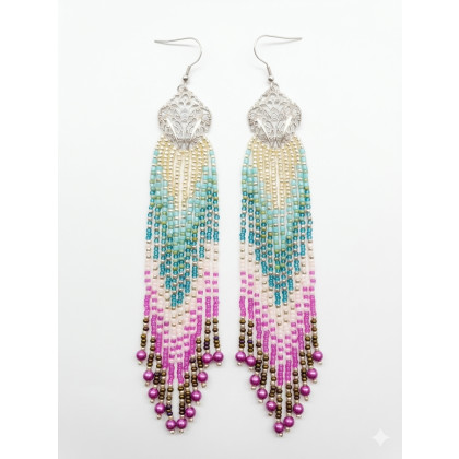 Długie Kolczyki Boho Ombre - Kaskada Kolorów, unikatart, kolczyki 
