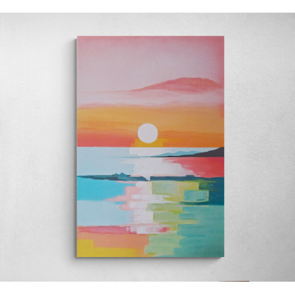 Yulia Szczerbak - obrazy akryl - Obraz na płótnie ręcznie malowany akrylami Zachód słońca pejzaż morskij 60x40 foto #1