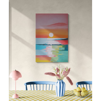 Yulia Szczerbak - obrazy akryl - Obraz na płótnie ręcznie malowany akrylami Zachód słońca pejzaż morskij 60x40 foto #4