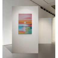 Obraz na płótnie ręcznie malowany akrylami Zachód słońca pejzaż morskij 60x40