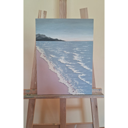 Obraz na płótnie ręcznie malowany akrylami morski pejzaż strukturalny 30x40, Yulia Szczerbak, obrazy akryl