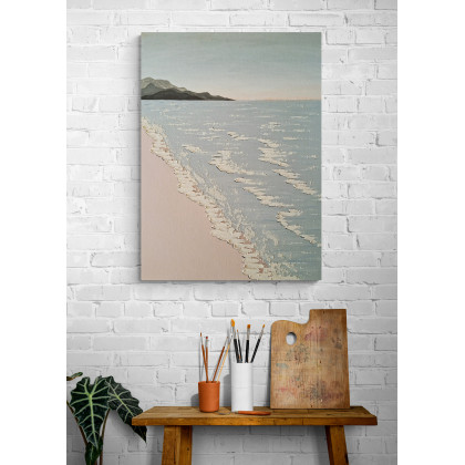 Yulia Szczerbak - obrazy akryl - Obraz na płótnie ręcznie malowany akrylami morski pejzaż strukturalny 30x40 foto #1