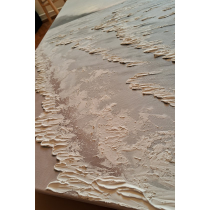 Yulia Szczerbak - obrazy akryl - Obraz na płótnie ręcznie malowany akrylami morski pejzaż strukturalny 30x40 foto #3