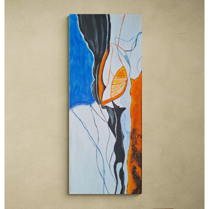 Obraz na płótnie ręcznie malowany akrylami abstrakcja 50×20, Yulia Szczerbak, obrazy akryl