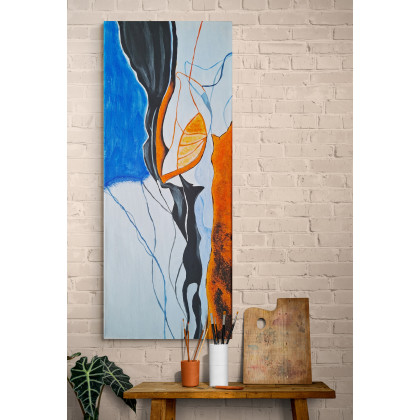 Yulia Szczerbak - obrazy akryl - Obraz na płótnie ręcznie malowany akrylami abstrakcja 50×20 foto #1