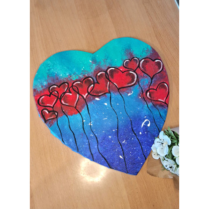 Yulia Szczerbak - obrazy akryl - Obraz na płótnie ręcznie malowany akrylami Serduszko abstrakcja 29x29 foto #1