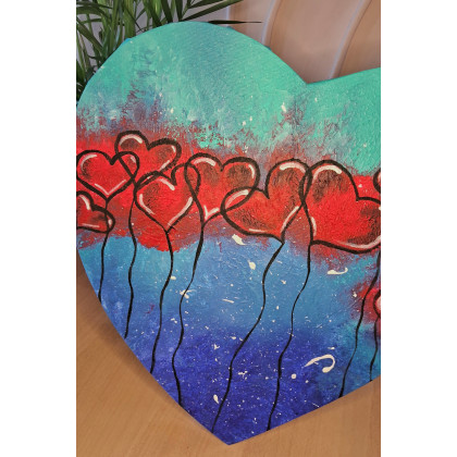 Yulia Szczerbak - obrazy akryl - Obraz na płótnie ręcznie malowany akrylami Serduszko abstrakcja 29x29 foto #2