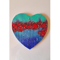Obraz na płótnie ręcznie malowany akrylami Serduszko abstrakcja 29x29