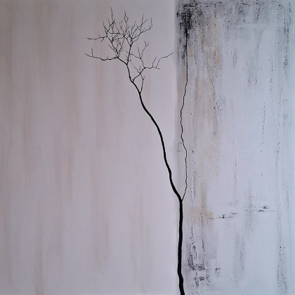 Obraz minimalistyczny abstrakcja Wabi Sabi Japandi ręcznie malowany na płótnie 80x80, Yulia Szczerbak, obrazy akryl