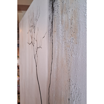 Yulia Szczerbak - obrazy akryl - Obraz minimalistyczny abstrakcja Wabi Sabi Japandi ręcznie malowany na płótnie 80x80 foto #1
