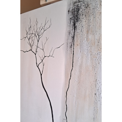 Yulia Szczerbak - obrazy akryl - Obraz minimalistyczny abstrakcja Wabi Sabi Japandi ręcznie malowany na płótnie 80x80 foto #2