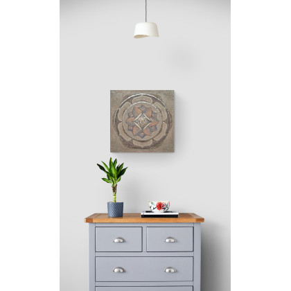 Yulia Szczerbak - obrazy akryl - Obraz na płótnie ręcznie malowany akrylami mandala Lotus ze srebrom 40x40 foto #2