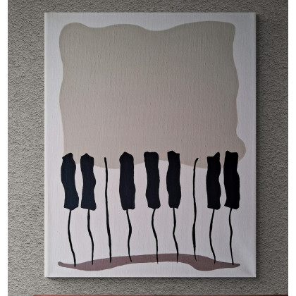 Yulia Szczerbak - obrazy akryl - Obraz na płótnie ręcznie malowany akrylami minimalistyczny abstrakcja 30×24 foto #1