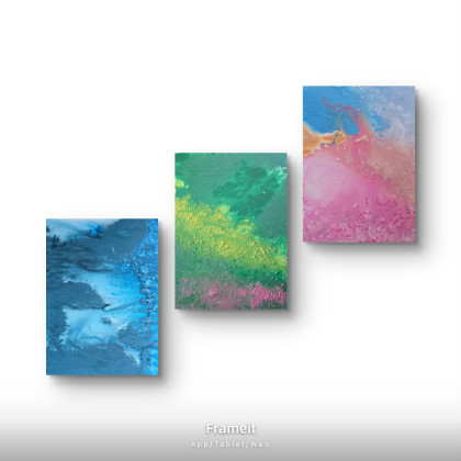 Ewa Mościszko - obrazy tech. mieszana - Kompozycja na plotnie abstrakcje wodne foto #1