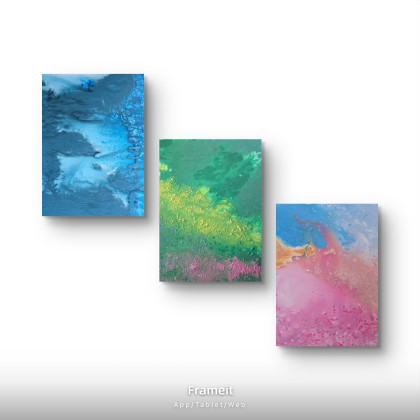 Ewa Mościszko - obrazy tech. mieszana - Kompozycja na plotnie abstrakcje wodne foto #2