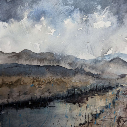 Mgły nad doliną - miniatura, Ewelina Zajączkowska, obrazy akwarela