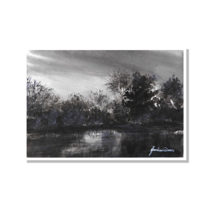 Księżycowa poświata - monochromatyczna akwarela A4, Jolanta Frankiewicz, obrazy akwarela