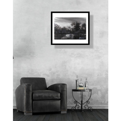 Jolanta Frankiewicz - obrazy akwarela - Księżycowa poświata - monochromatyczna akwarela A4 foto #2