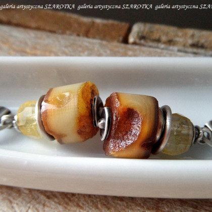 szarotka - kolczyki - PANCAKES kolczyki z bursztynu i srebra foto #1